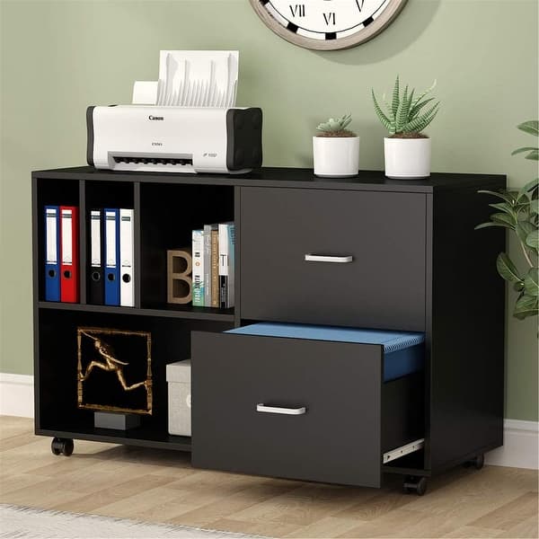 Shop Mobile Lateral File Cabinets With 2 Drawers Letter Size Black Overstock 31312141