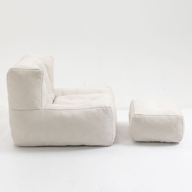 Modern 38.5" Velvet Upholstered Accent Chair with Memory Foam and Ottoman for Living Room