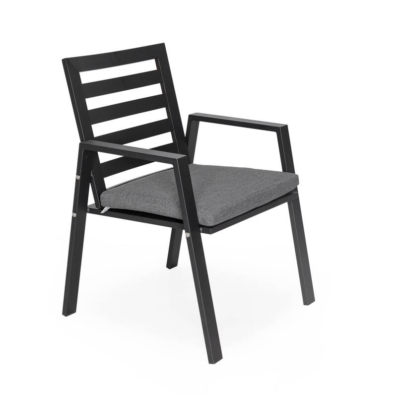 7-Piece Outdoor Dining Set in Black Aluminum Chelsea Series by LeisureMod