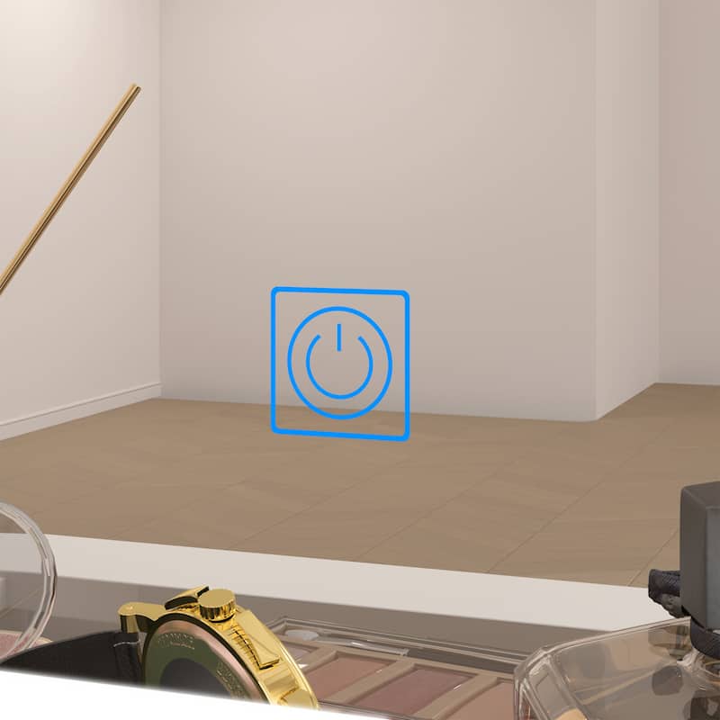 White Vanity Desk with Large LED Lighted Mirror & Glass Tabletop, Makeup Table with 11 Drawers