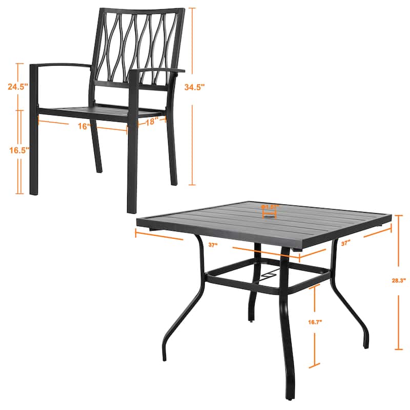 Outdoor 5-Piece Dining Set with 1.57'' Umbrella Hole