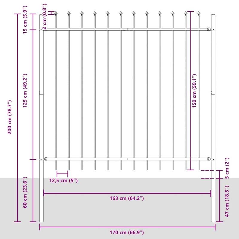 vidaXL Garden Fence Gray Powder-coated steel