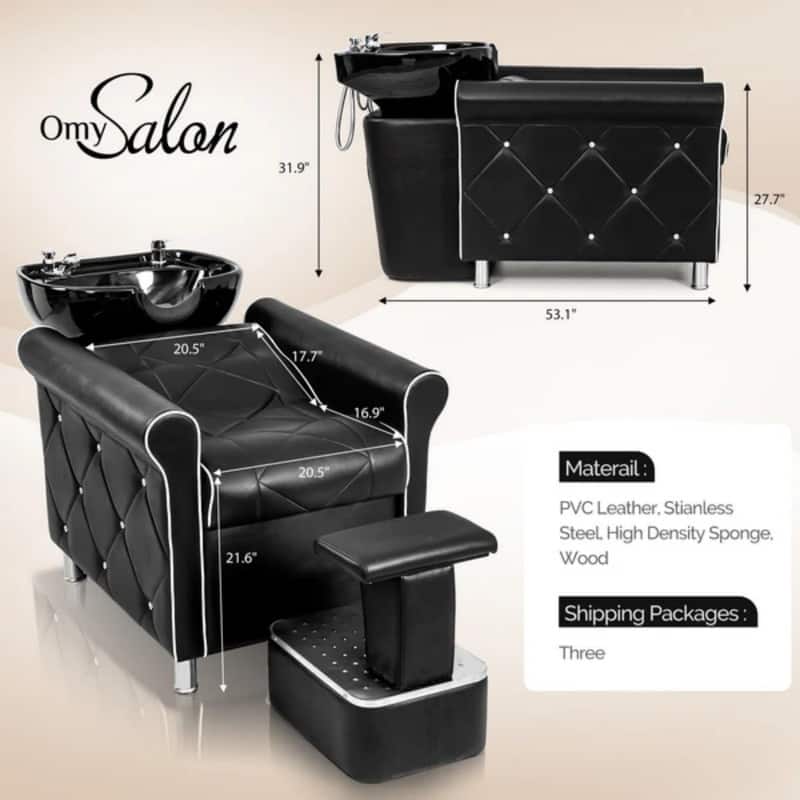 Deluxe Hair Washing Unit with a Large Porcelain Bowl and Indeprndent Ottoman