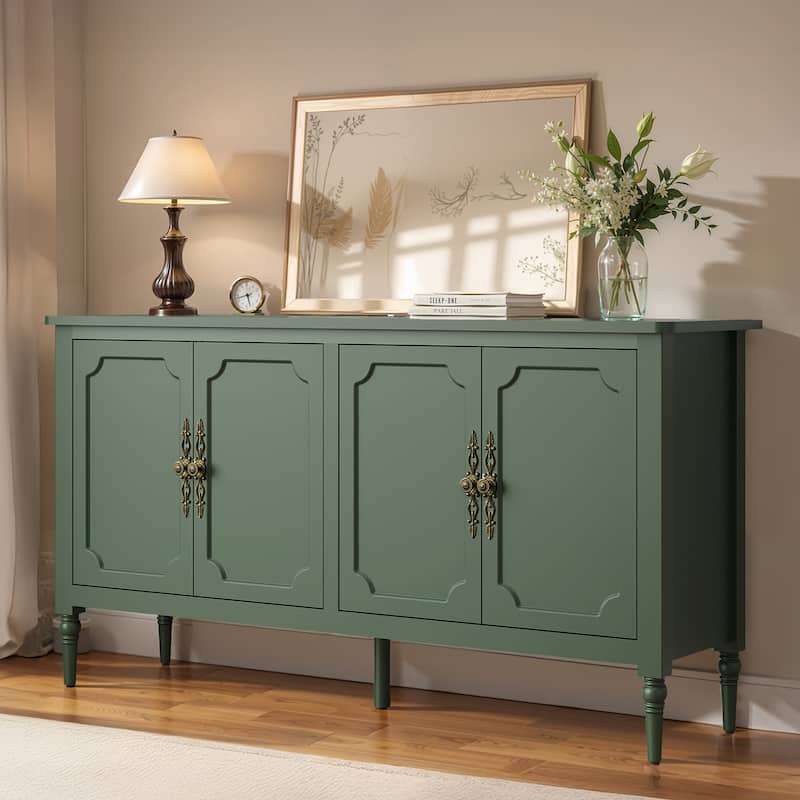 59" Accent Cabinet with 4 Doors – MDF Storage Cabinet, Adjustable Shelves, 200 lbs Top Capacity