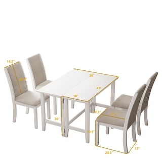 5-Piece Wood Extendable Dining Table Set with Drop Leaf - Bed Bath ...