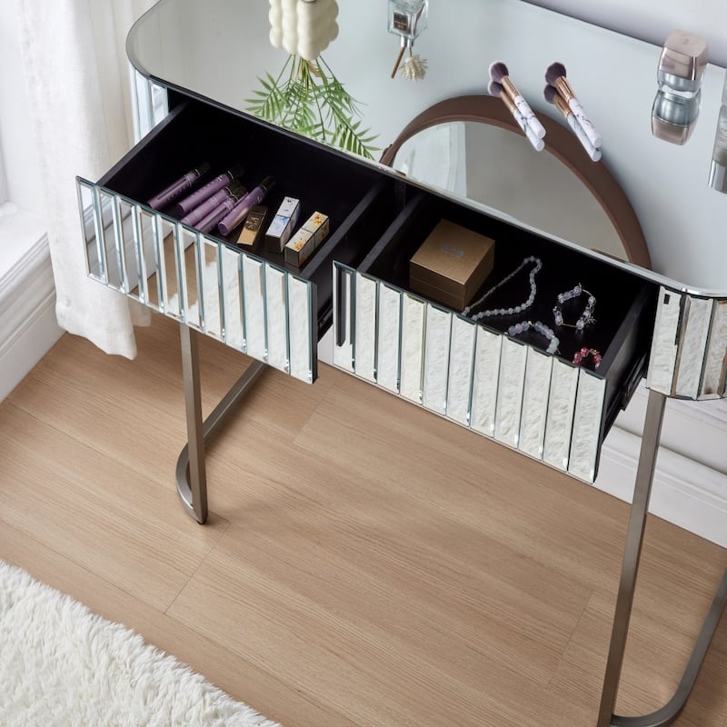 39" Modern Makeup Vanity Table with Stainless Steel Base (Mirror not included)
