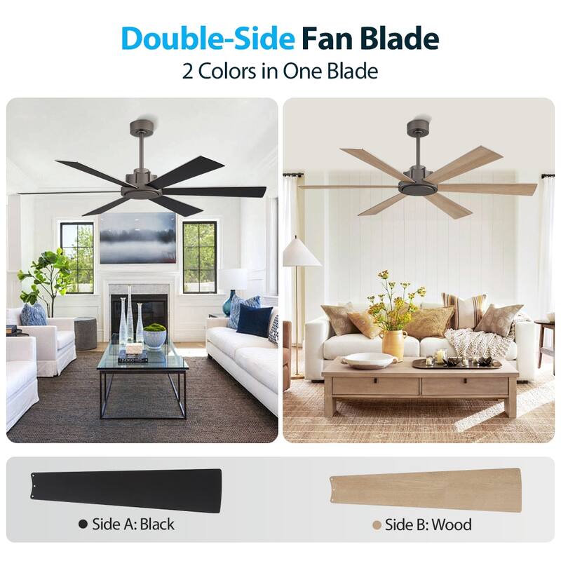 MLiAN Ceiling Fan 60inch Playwood Blades Remote Control 6-Speed DC - 60''