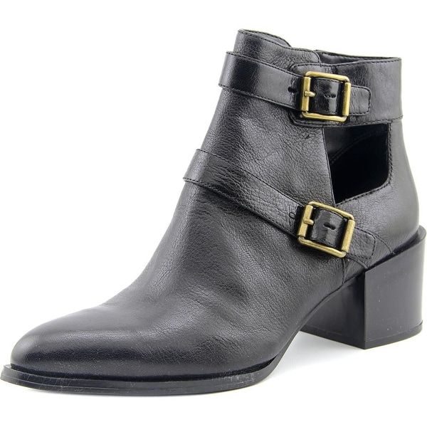 Nine West Evalee Women Round Toe Leather Black Bootie