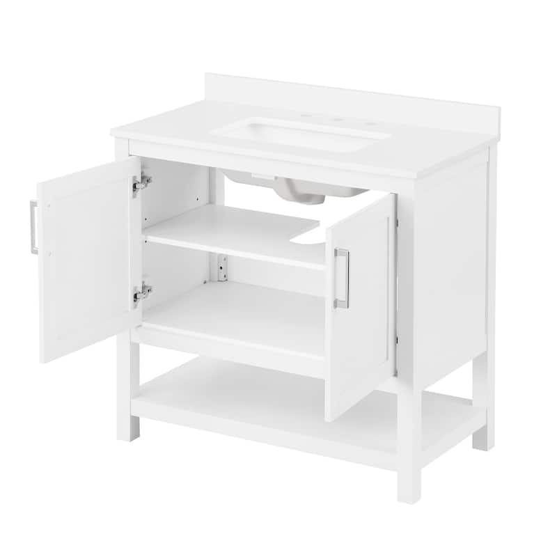Ove Decors Vegas 36" Bathroom Vanity Combo w/ Top and Backslplash, White