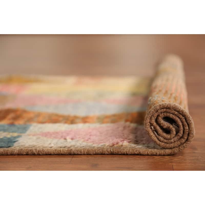 Geometric Moroccan Runner Rug Handmade Multi-Color Wool Carpet - 2'10" x 9'10"