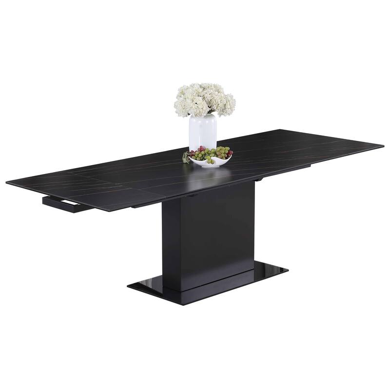 Somette Katana Extendable Marbleized Sintered Stone Dining Set
