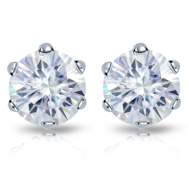 Auriya 14k Gold 3 1/2ctw Round Moissanite Stud Earrings - 7.8 mm