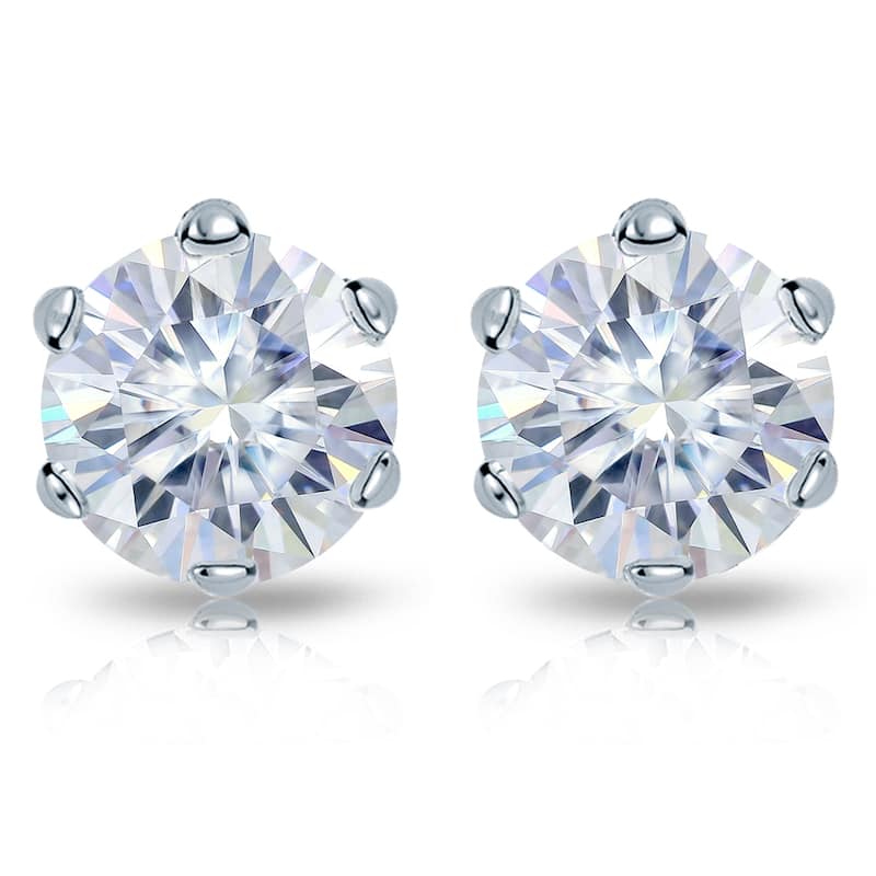 Auriya 14k Gold 4ctw Round Moissanite Stud Earrings - 8.2 mm