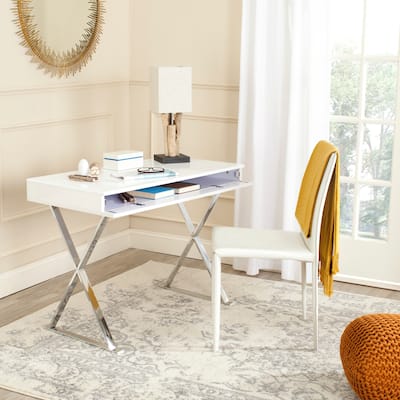 SAFAVIEH Modern Glam Gordon White/ Chrome Desk
