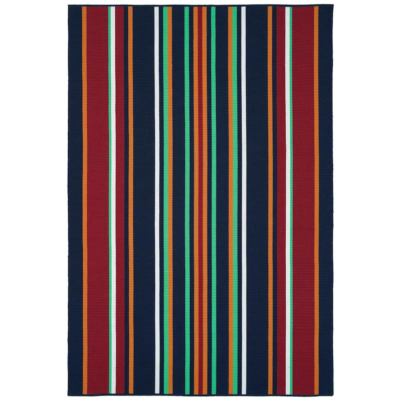 Voavah Navy Hand-Made Flatweave Indoor/Outdoor Area Rug - 8' x 10'