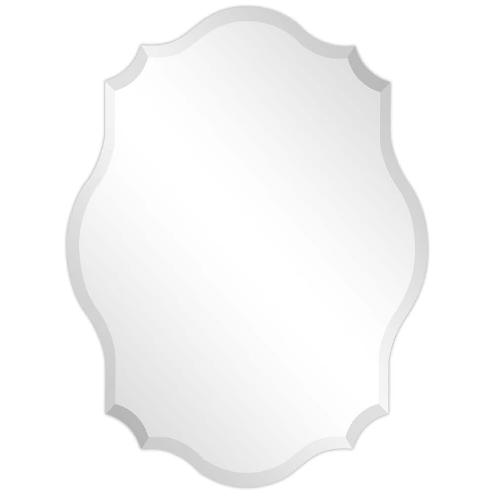 Frameless Beveled Oblong Elegant Scalloped Wall Mirror