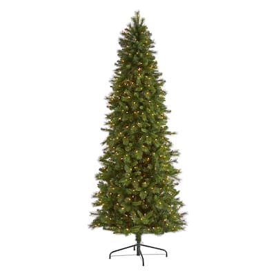 9ft. Slim Mountain Pine Artificial Christmas Tree with 600 Clear Lights and 1359 Bendable Branches - Towering X-Mas Centerpiece