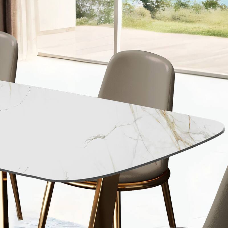 Furniture of America Mave Modern 71-inch Ceramic Top Dining Table with Metal Base