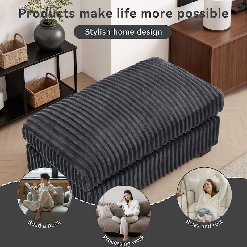 40"W Cotton Flannel Modular Sectional Ottoman