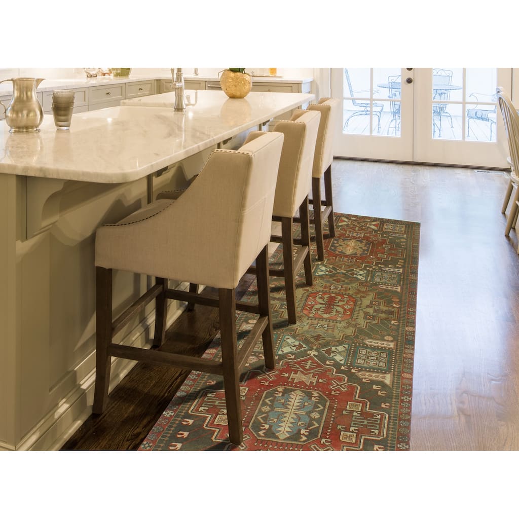 Semi Antique Mahmud Grey-Green/Rust Runner - 3'6" x 9'11"