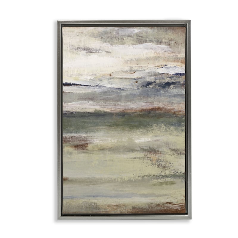 Stupell Earthy Abstract Layers Framed Floater Canvas Wall Art Design By Lanie Loreth - 21 x 31 - Grey