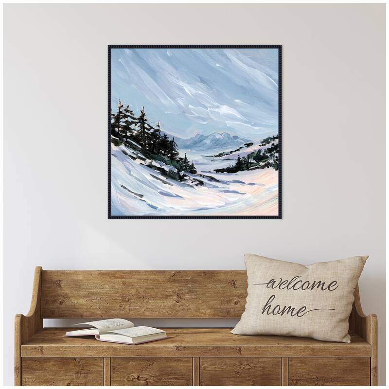 Kate and Laurel Ski Valley by Emily Kenney Framed Canvas Wall Art Print