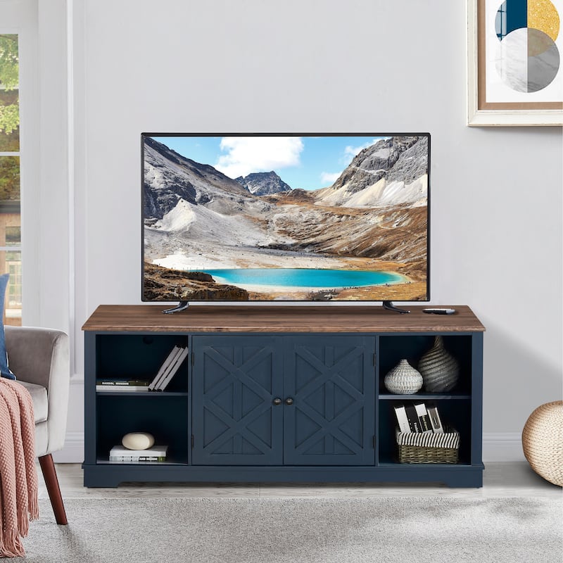 70-inch Extra-Wide Rustic TV Stand for 80" TVs - Natural Wood Finish