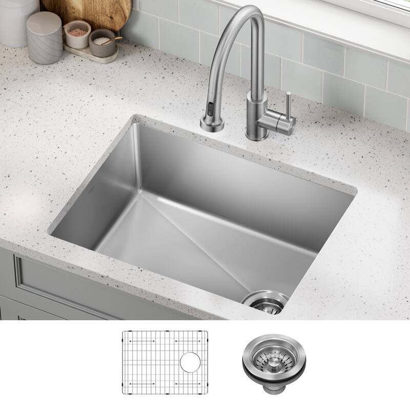 KRAUS Fairlane Undermount 18 Gauge Stainless Steel Kitchen Sink - 24 1/2" x 19"  Single Bowl