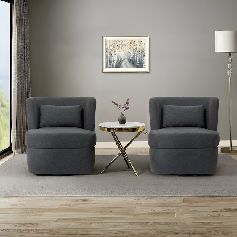 Upholstered Swivel Barrel Accent Chair (Set of 2)