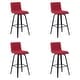 preview thumbnail 113 of 120, Skara Swivel Bar Stool, Upholstered Bar Height Chair with Bentwood Frame Set of 4 - Red Fabric & Black