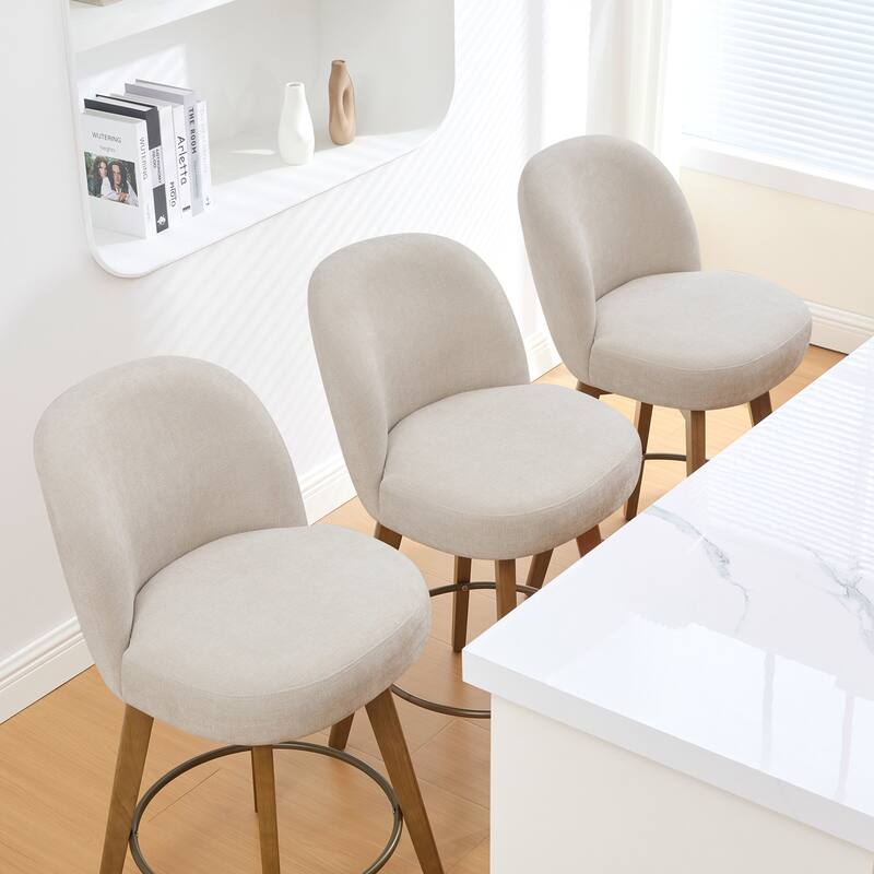 Fabric Upholstered Counter Height Swivel Bar Stools - 37.8"H x 19.7"W x 23.2"D