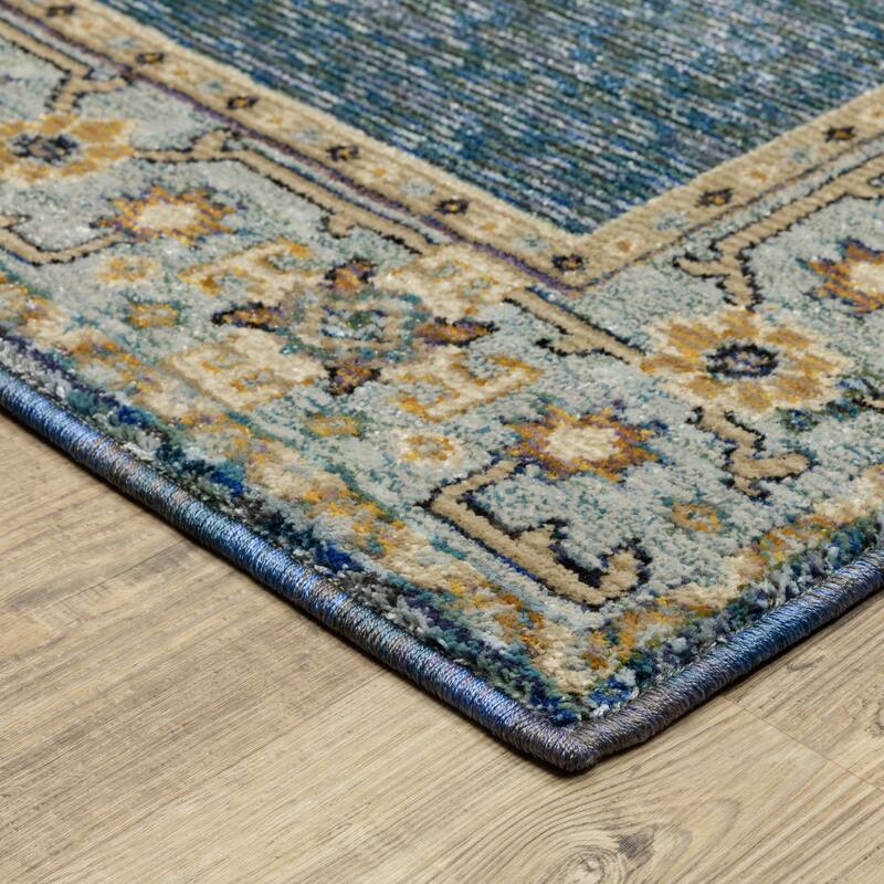Style Haven Adalynn Traditional Double Medallion Blue/ Gold Area Rug