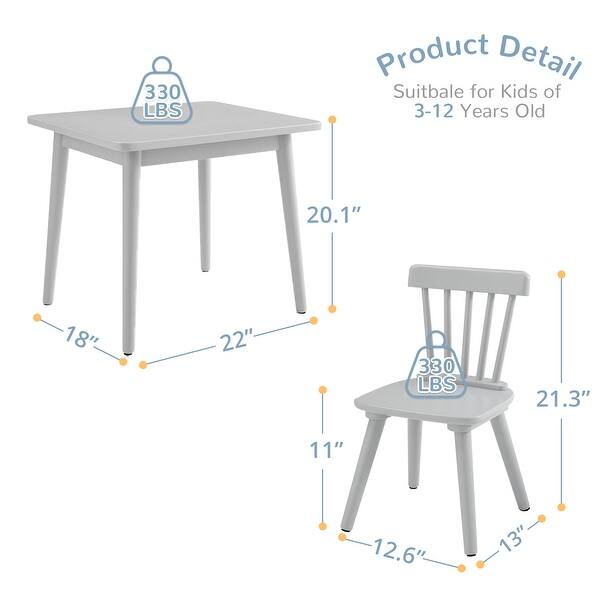 dimension image slide 2 of 3, Children Wooden Table and Chair Set, Small Table with 2 Chairs for Kids, Gift for Children, Multi Function Kids Table
