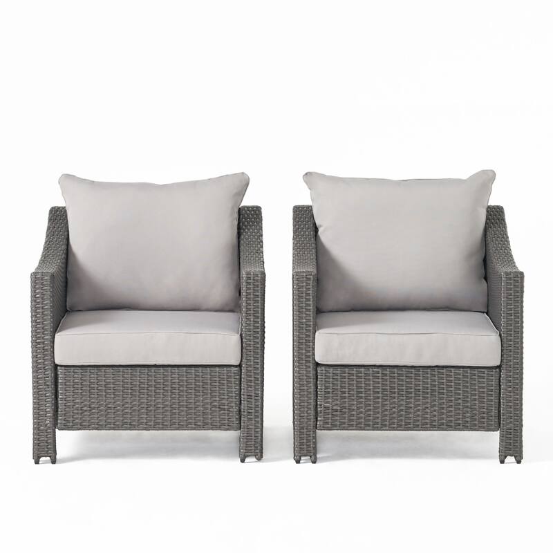 Outdoor Stylish and Comfortable Wicker Club Chair Set for Patio - Grey