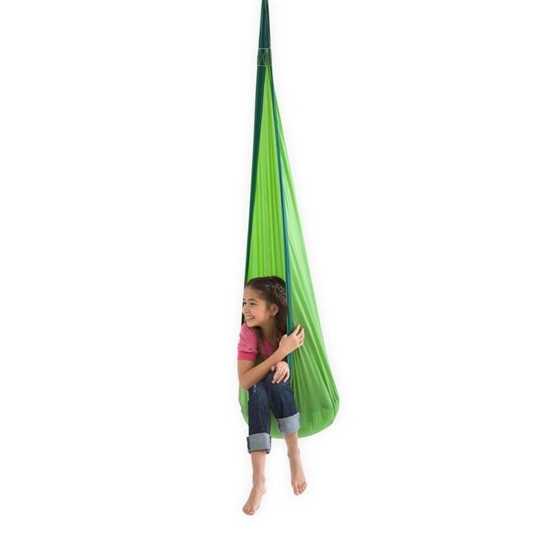 HearthSong HugglePod Lite Indoor Outdoor Nylon Hanging Chair with Inflatable Cushion Green One Size Bed Bath Beyond 31840359