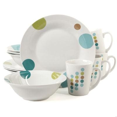 Gibson 91701.12 Home Retro Specks 12 Piece Dinnerware Set - White