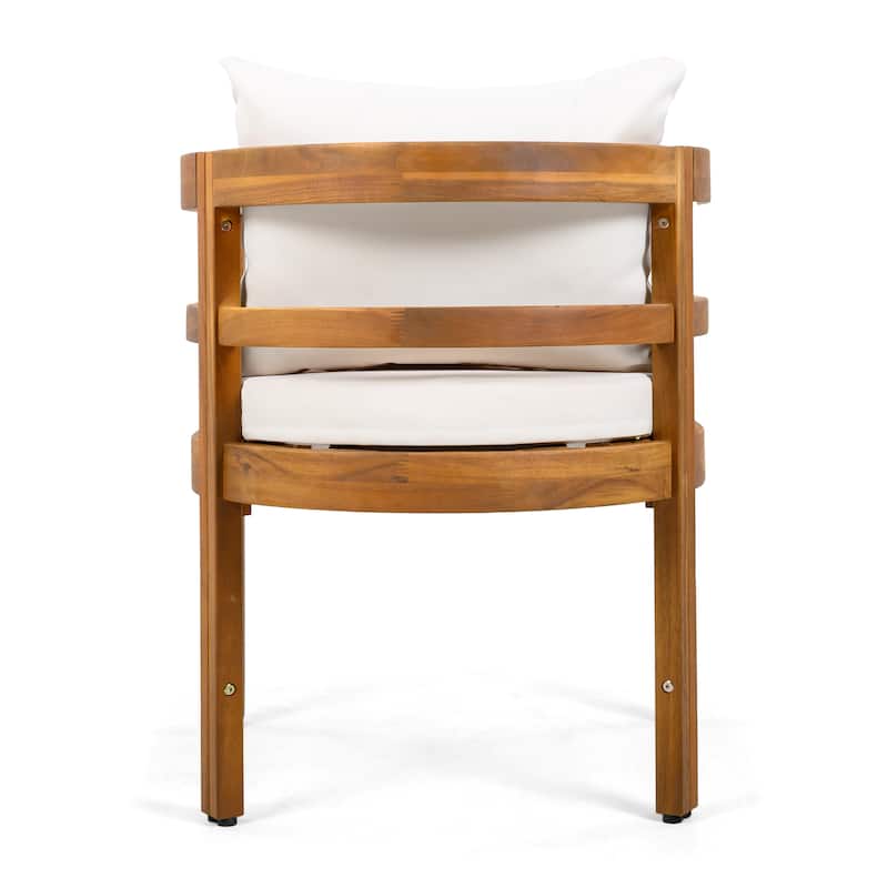 Christopher Knight Home - Ardene Modern Outdoor Solid Acacia Wood Dining Arm Chair Set with Removable Cushions & Slatted Black