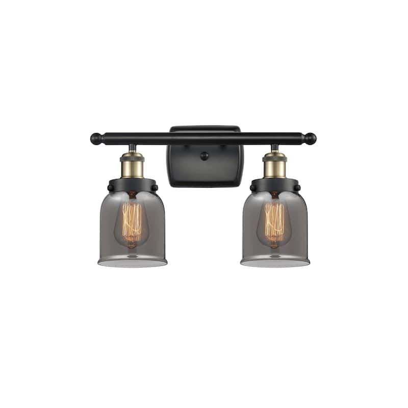 Innovations Lighting 916-2W-12-16 Bell Vanity Bell 2 Light 16" Wide - Black Antique Brass / Plated Smoke