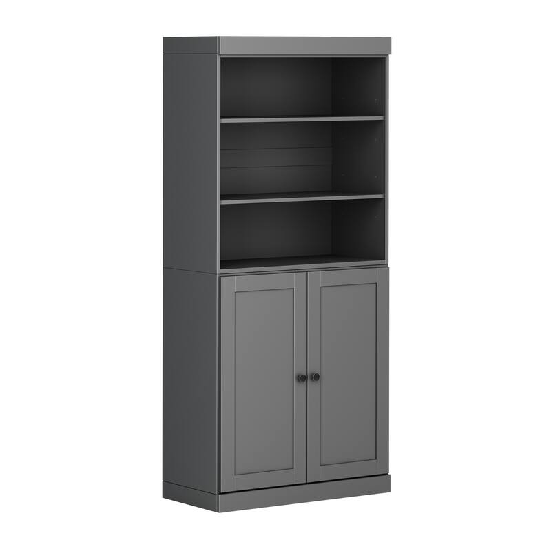 Palace Imports 100% Solid Wood 6-Shelf Bookcase with Shaker Doors and Adjustable Shelves