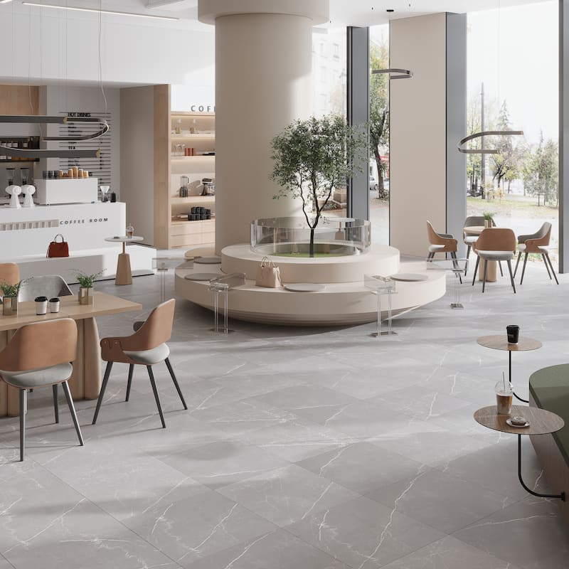 Regalia 24x24 in. Matte Color Body Porcelain Marble-look Vein Large Wall and Floor Tile (15.5 sq ft/case, 4-Pack) - Ash Gray