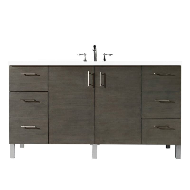James Martin Vanities 850-V60S-3WZ Metropolitan 60" Free Standing - Silver Oak - Oak Finish