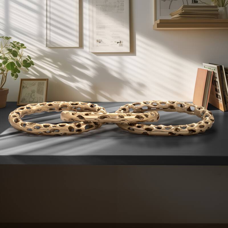 Sagebrook Home 31" Mahin Aluminum Link Chain in Gold Finish, 3"H - 31" x 8" x 3" - Gold - 31" x 8" x 3"