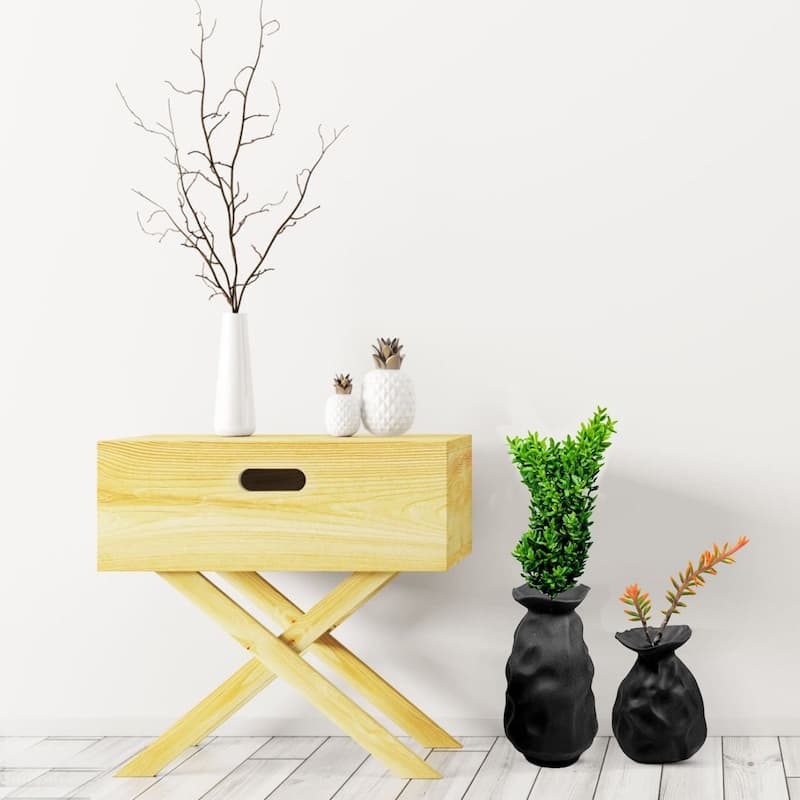 Set of Two Paper Bag Inspired Black Ceramic Vases