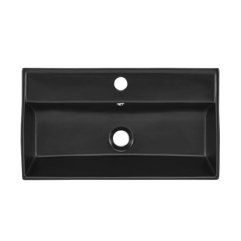 Reims 22" Rectangle Wall-Mount Bathroom Sink In Matte Black - 22.05" x 12.4" 5.3"