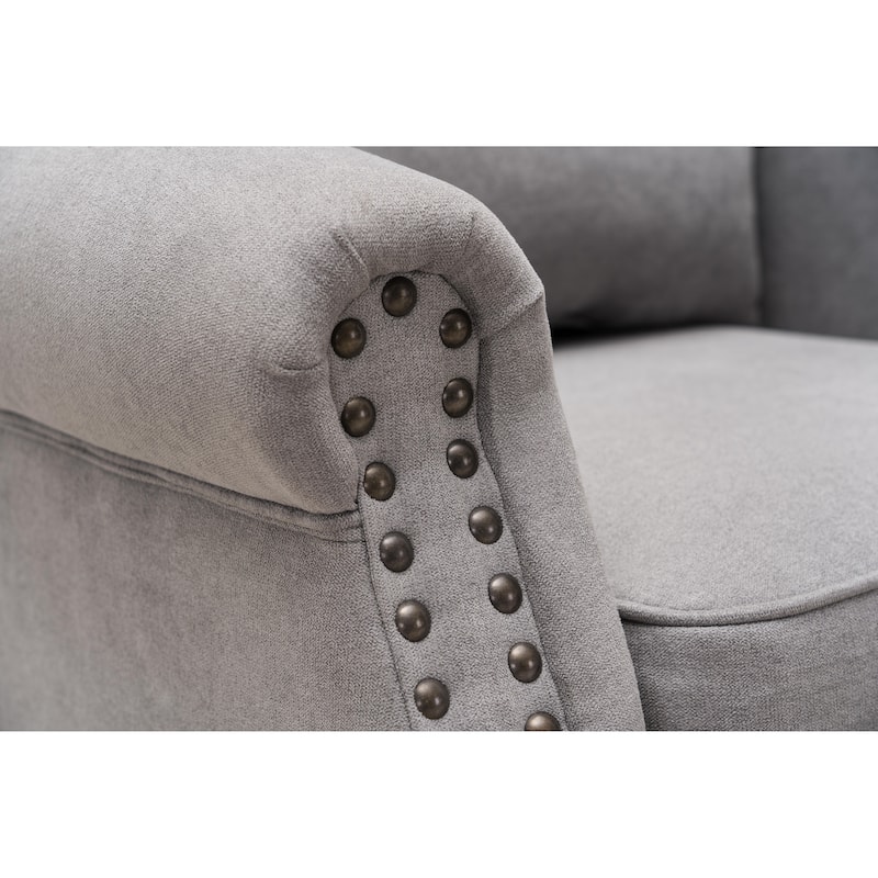 Upholstered Trim Wingback Armchair with Nailhead Trim