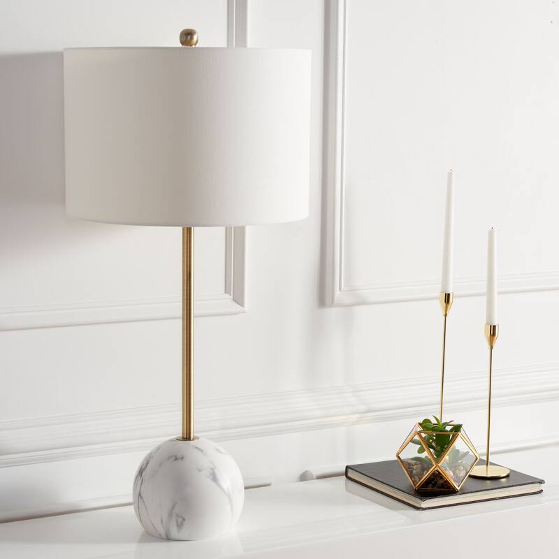 SAFAVIEH Lighting Jora 32" Table Lamp - 16" W x 16" D x 32" H - 16Wx16Dx32H - White Marble