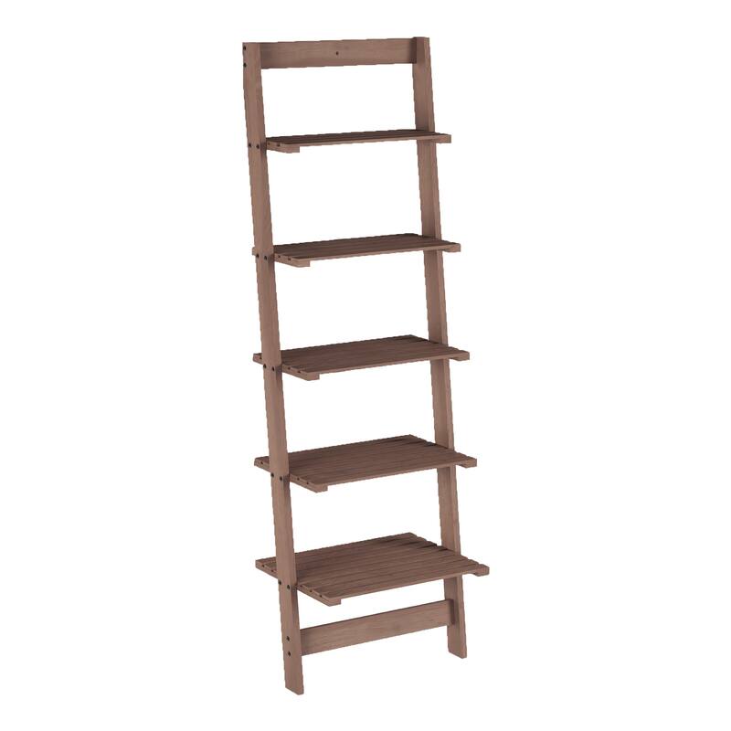 Lavish Home 5-Tier Ladder Style Bookshelf, Walnut