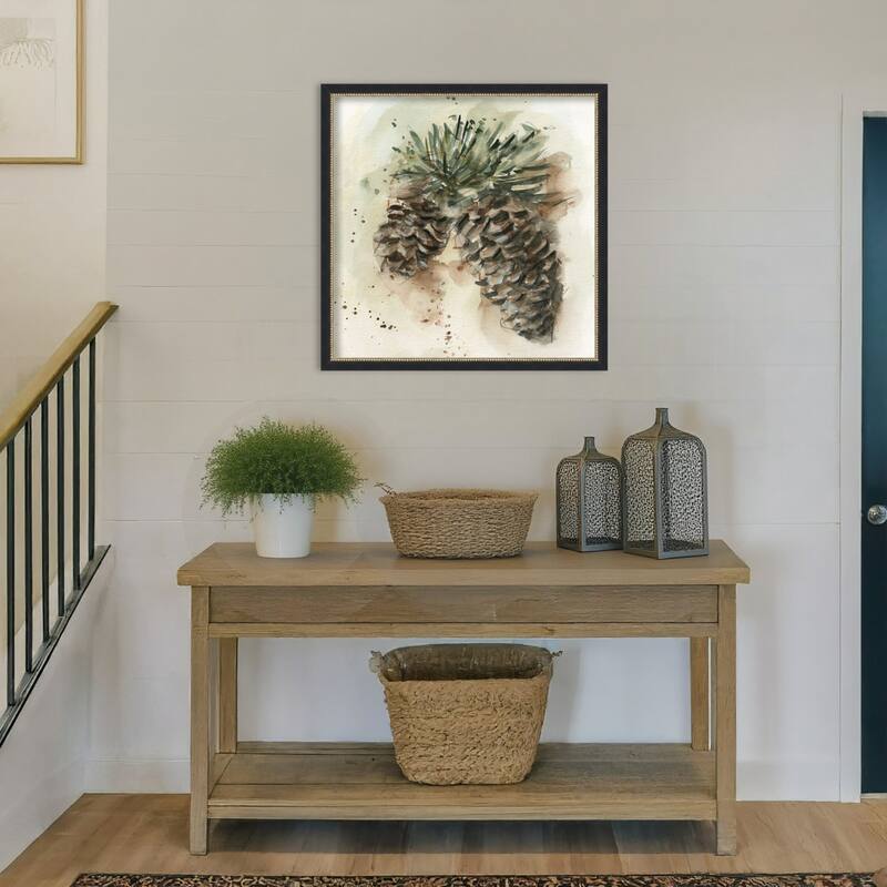 Watercolor Pinecone Study No. 1 by Ethan Harper Wood Framed Wall Art Print