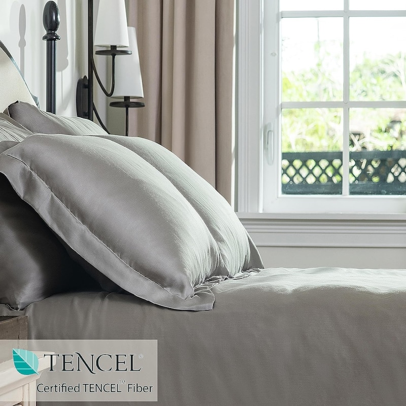 Delara 100% Eucalyptus Lyocell Tencel Euro Sham Pack of 2(26"X26), Naturally Cooling, Moisture-Wicking, Smooth & Breathable