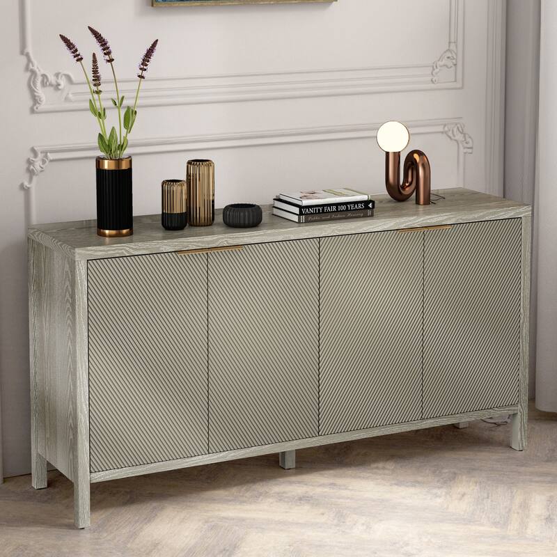 Sideboard Buffet Cabinet with 4 Doors, Console Table with Adjustable Shelves, Storage Cabinet with Wooden Legs